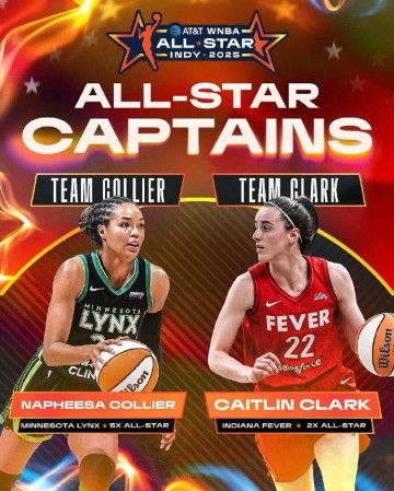 WNBA全明星先发出炉 凯特琳-克拉克蝉联票王